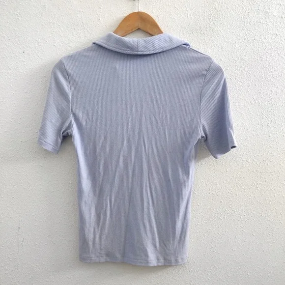 MADEWELL Drapey Rib Short-Sleeve Polo Top Size Small - Picture 3 of 10